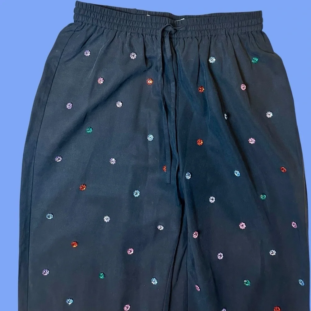 NWT Hill House ‘The Jewel Jammie Pant’ in “Black with Multicolored Crystals” XS